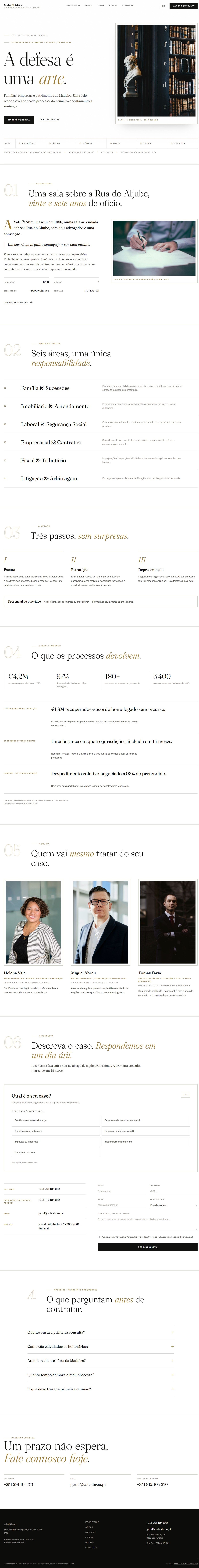 Vale & Abreu · página completa do site de sociedade de advogados