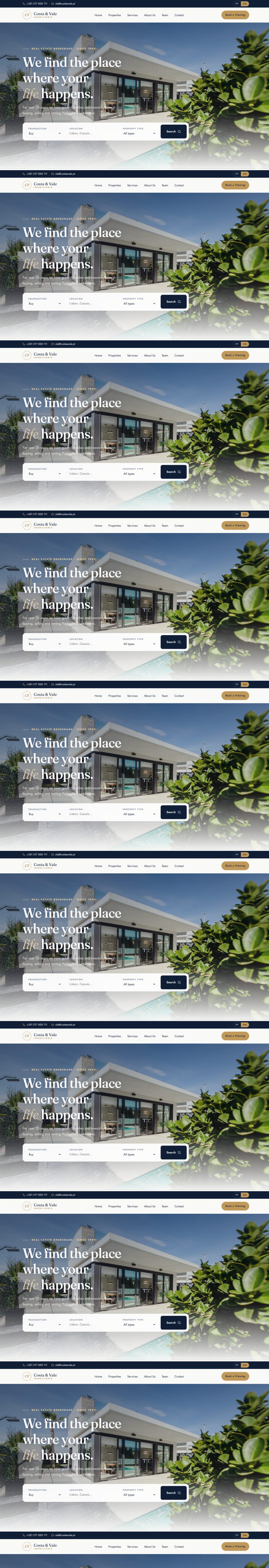 Costa & Vale Imobiliária · página completa do site